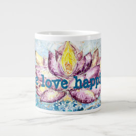 Caneca De Café Grande Paz Amor Felicidade Lotus Art Jumbo Café Mug