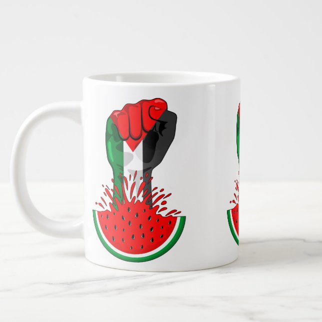 Caneca De Café Grande Pé de resistência da Palestina em Watermelon (Esquerda)
