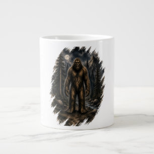 Caneca De Café Grande Pé Grande ao Luar Solto Aquarela Floresta Críptido