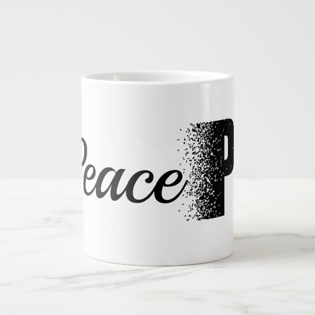 Caneca De Café Grande Peace Disintegration Effect Typography  Mug (Frente)