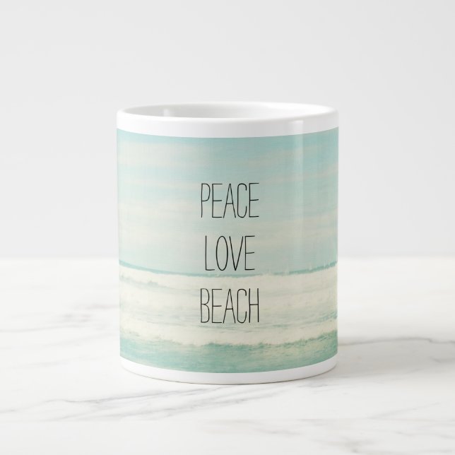 Caneca De Café Grande Peace Love Beach (Frente)