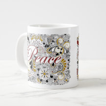 Peace & Shalom (em hebraico) - Jumbo Coffee Mug