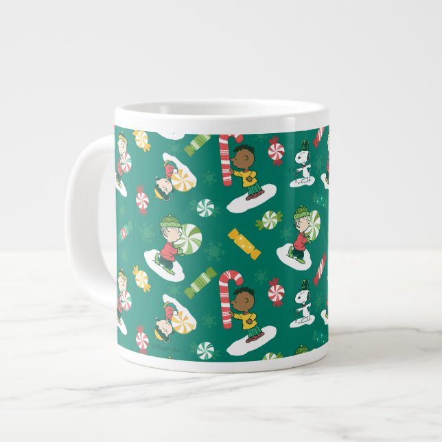 Caneca De Café Grande Peanuts Peppermint Sonha Feriado Padrão (Frente Esquerda)