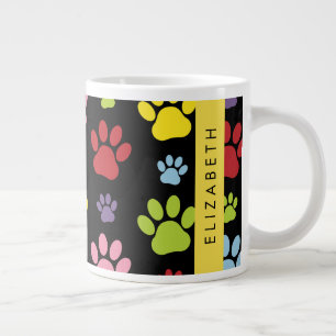 Caneca De Café Grande Peças Coloridas, Padrões De Pata, Patas De Cachorr