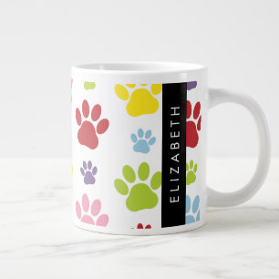 Caneca De Café Grande Peças Coloridas, Padrões De Pata, Patas De Cachorr