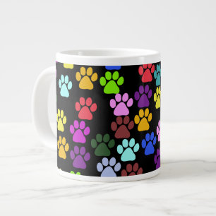 Caneca De Café Grande Peças Coloridas, Padrões De Pata, Patas De Cães, I