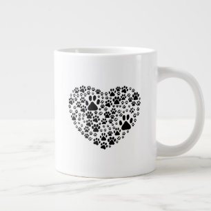 Caneca De Café Grande Peças, impressões, Coração - Preto