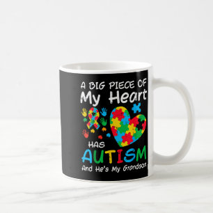 Caneca De Café Grande pedaço coração tem neto autismo conscientiz