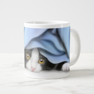 Caneca De Café Grande Peekaboo Tuxedo Kitten