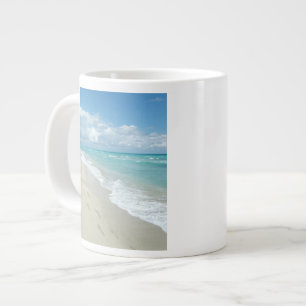 Caneca De Café Grande Pegadas em White Sandy Beach, Scenic Aqua Blue