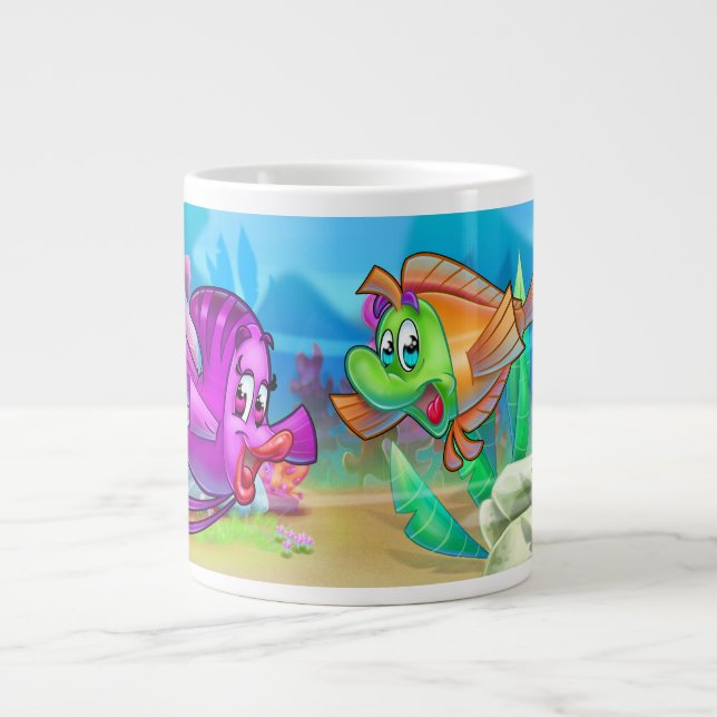 Caneca De Café Grande Peixe de desenho animado fofo Amigo  (Frente)