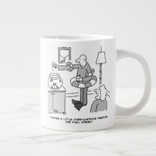 Caneca De Café Grande Peixe Dourado de Segurança Divertida em um