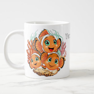 Caneca De Café Grande Peixe palhaço Desenho animado Fofo Família Subaquá