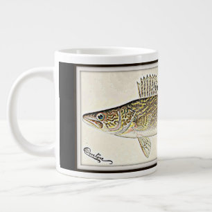 Caneca De Café Grande Peixe Walleye Pike Personalizado