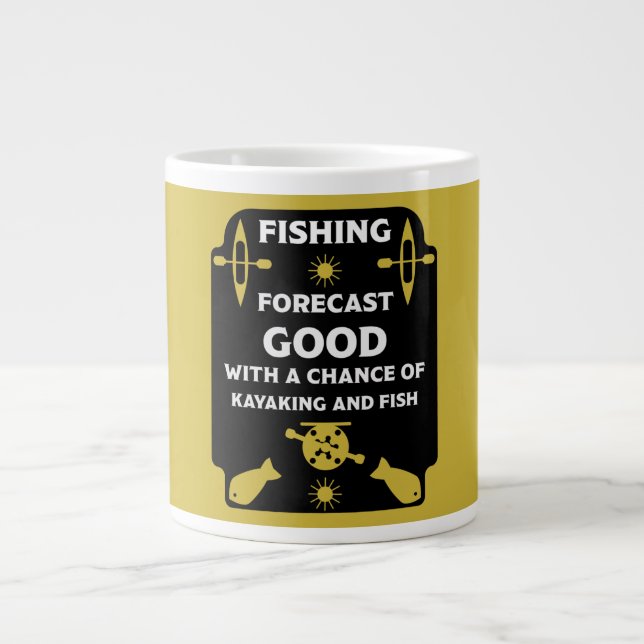 Caneca De Café Grande Peixes de Kayak e presentes de pesca de campo (Frente)