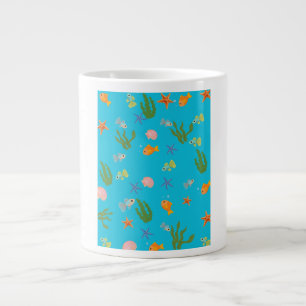Caneca De Café Grande Peixes Fofos Debaixo do Mar e Estrela do Mar Padrã