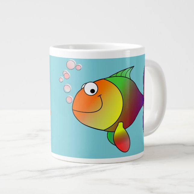 Caneca De Café Grande PEIXES GRANDES, PEQUENOS PEIXES - Jumbo Mug (Frente Esquerda)