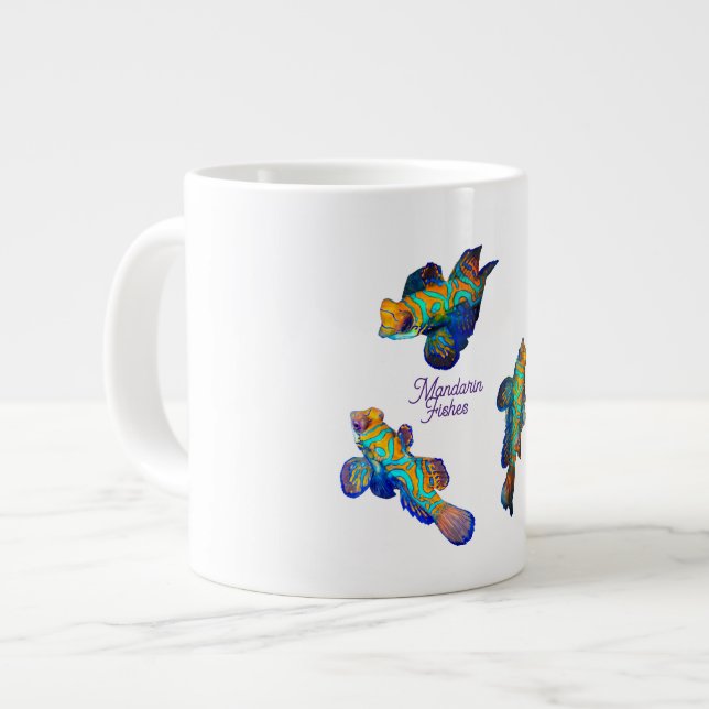 Caneca De Café Grande Peixes Mandarin  (Frente Esquerda)