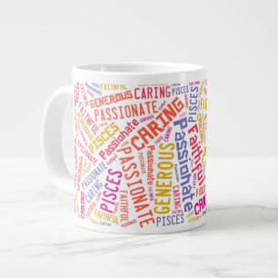 Caneca De Café Grande Peixes Traços de Sinal Zodíaco Padrão de Texto