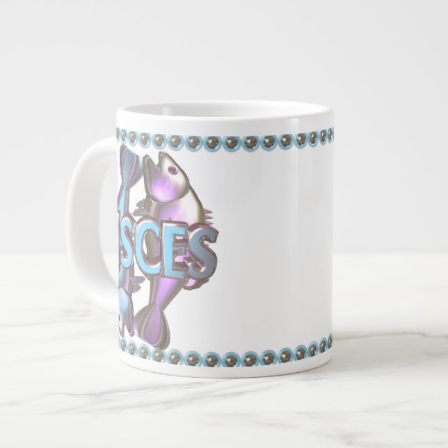 Caneca De Café Grande Peixes Valxart Amizade a astrologia de Leo (Frente Esquerda)