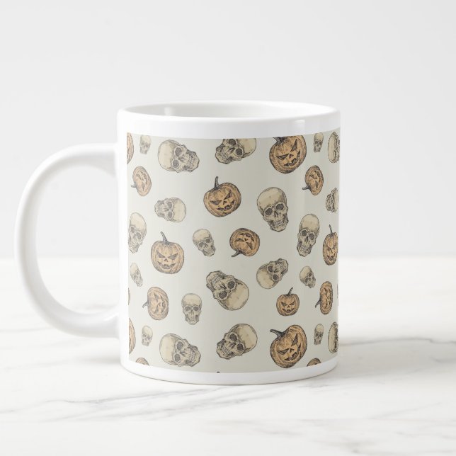 Caneca De Café Grande Peles e Pumpkins Padrão de Halloween (Esquerda)