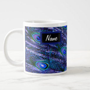 Caneca De Café Grande Penas de Pavão-Púrpura
