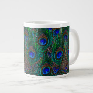 Caneca De Café Grande Penas de Peacock Vibrantes, Etapa de Estilo