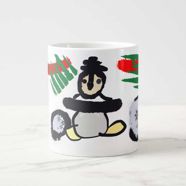 Caneca De Café Grande Penguin rock Christmas  (Frente)