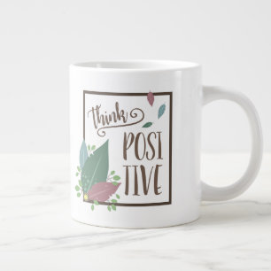 Caneca De Café Grande Pense em uma frase de motivação positiva feather