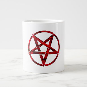 Caneca De Café Grande Pentagrama do Diabo Vermelho