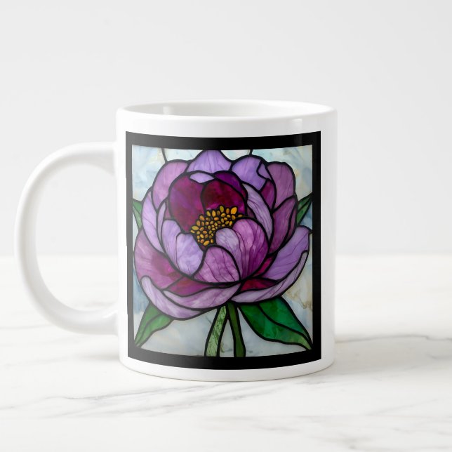 Caneca De Café Grande Peônia Roxa Manchada  (Esquerda)