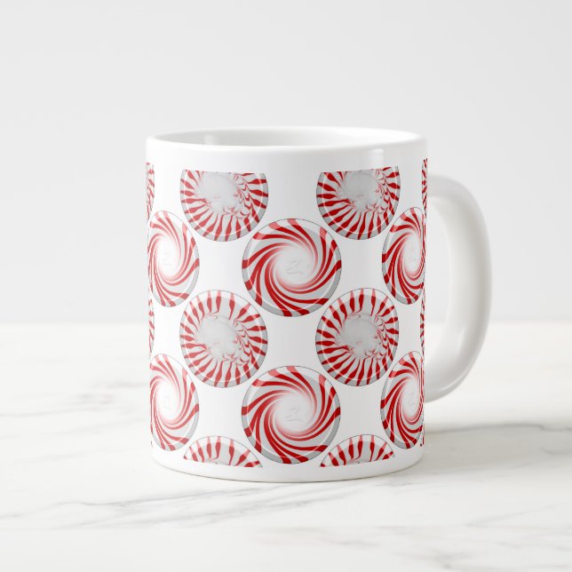 Caneca De Café Grande Peppermint Candy Dots Jumbo Coffee Mug (Frente Esquerda)
