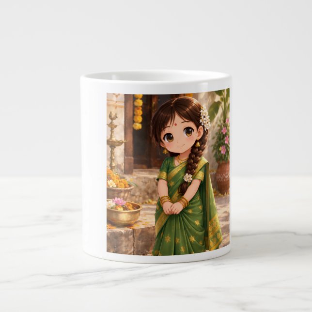 Caneca De Café Grande Pequena Grace de Verde (Frente)
