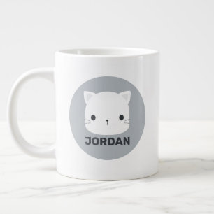 Caneca De Café Grande Pequeno Gato Bonito com Nome Personalizado
