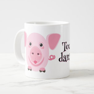 Caneca De Café Grande Pequeno porco rosa feliz e fofo