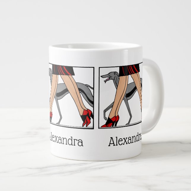 Caneca De Café Grande Pernas Arte Deco Mulheres Greyhound Whippet Dog R (Frente Esquerda)