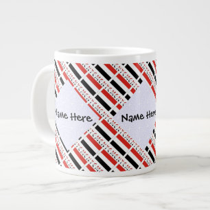 Caneca De Café Grande Personalização Preta em Azulejos da Bandeira do Iê
