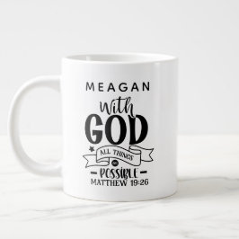 Caneca De Café Grande Personalizado Com Deus Todas As Coisas São Possíve