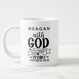 Caneca De Café Grande Personalizado Com Deus Todas As Coisas São Possíve