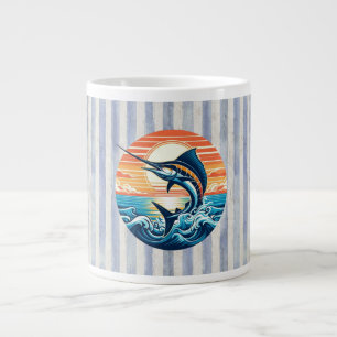 Caneca De Café Grande Personalizado Costa/naútico/praia marlin pôr do so