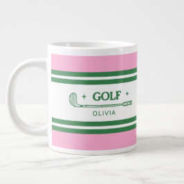 Caneca De Café Grande Personalizado de Golfe Rosa e Verde Personalizado