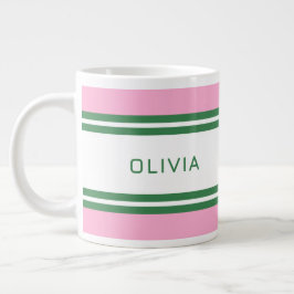 Caneca De Café Grande Personalizado de Golfe Rosa e Verde Personalizado