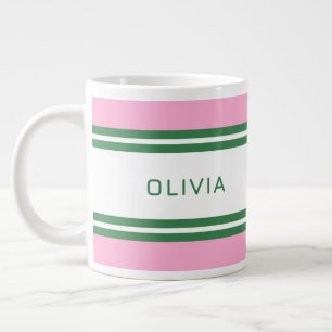 Caneca De Café Grande Personalizado de Golfe Rosa e Verde Personalizado