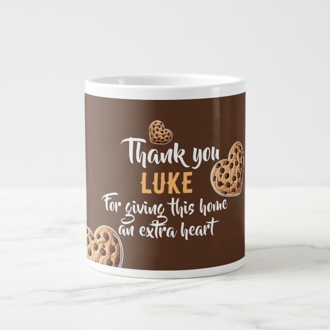 Caneca De Café Grande Personalizado Obrigado corações de biscoitos desig (Frente)