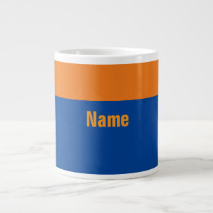 Caneca De Café Grande Personalizar Azul E Dourado Adicionar Nome Da Equi