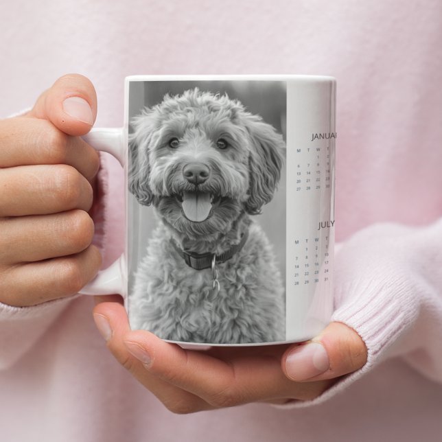 Caneca De Café Grande Personalizar Mug de Calendário de Cães 2025 com Fo (Criador carregado)