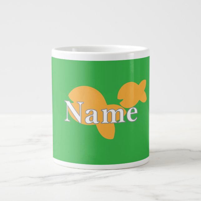 Caneca De Café Grande Personalizar Peixe Verde (Frente)