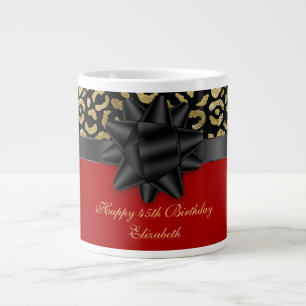 Caneca De Café Grande Personalize o aniversário da impressão leopardo Do