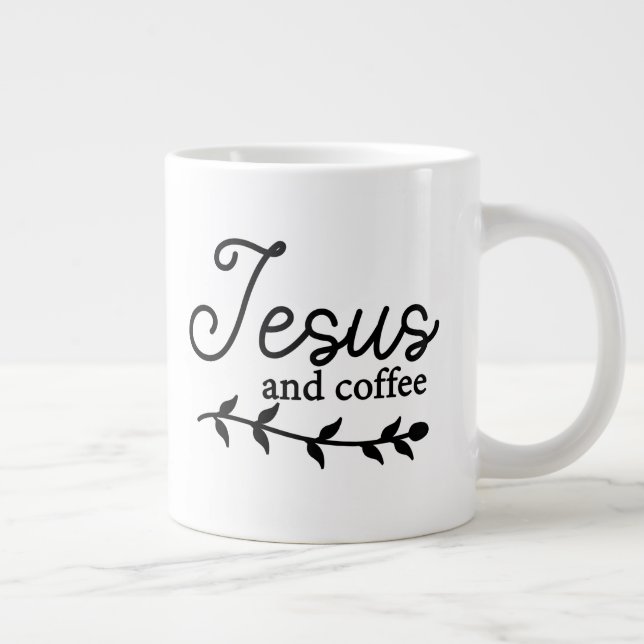 Caneca De Café Grande Personalize o café Mug Jesus e Café (Direita)
