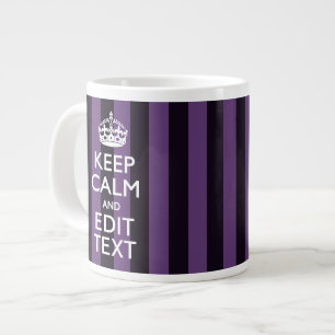 Caneca De Café Grande Personalize-o Mantenha Calmo Suas Linhas Roxas de